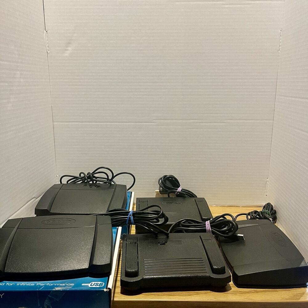 Lot of 3 Infinity IN-USB-2 And 2 Infinity In-125 Transcriber Foot Control Pedals